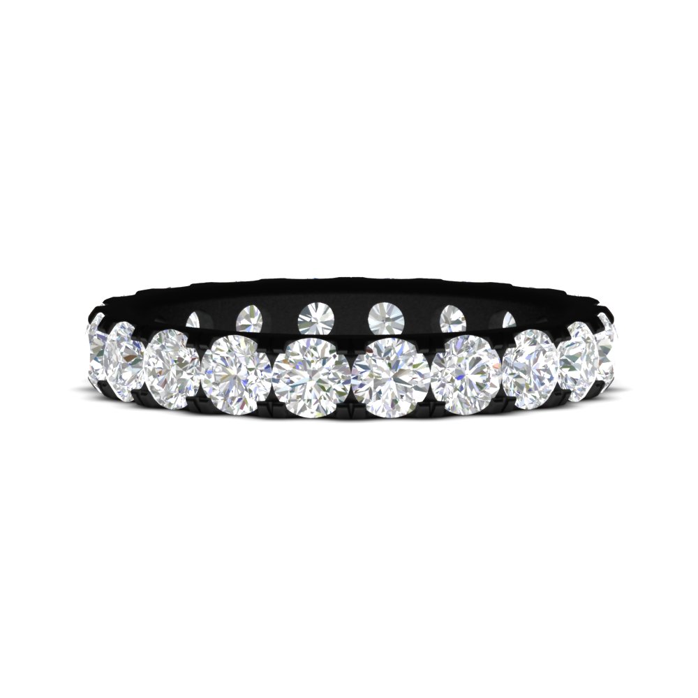 Black Gold 2 Carat Womens Classic Diamond Band with 14K Black Gold White Diamond