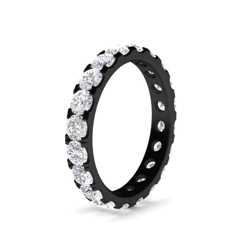 Black Gold 2 Carat Womens Classic Diamond Band with 14K Black Gold White Diamond