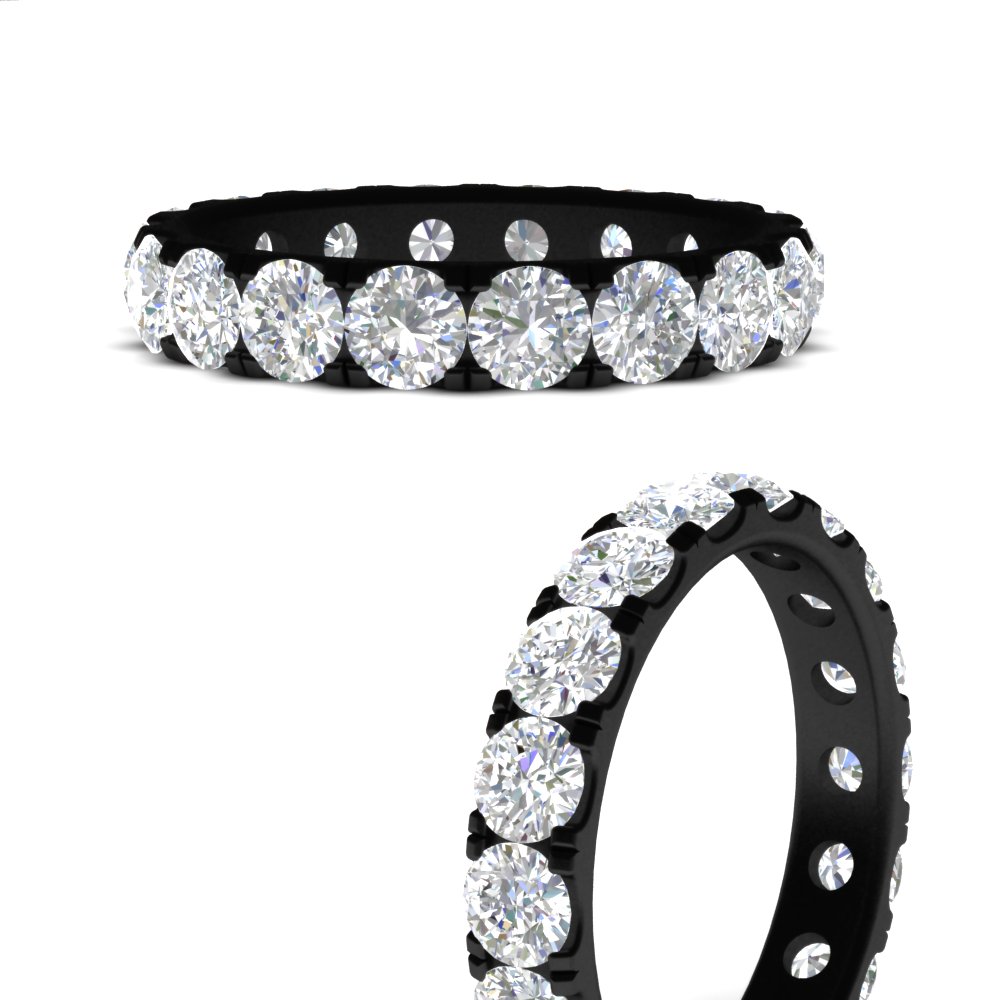 Black Gold 2 Carat Womens Classic Diamond Band with 14K Black Gold White Diamond