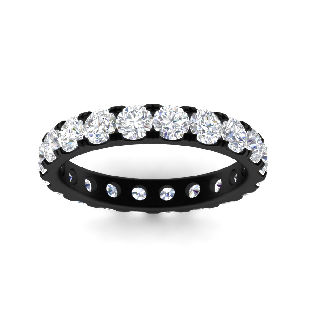 Black Gold 2 Carat Womens Classic Diamond Band with 14K Black Gold White Diamond