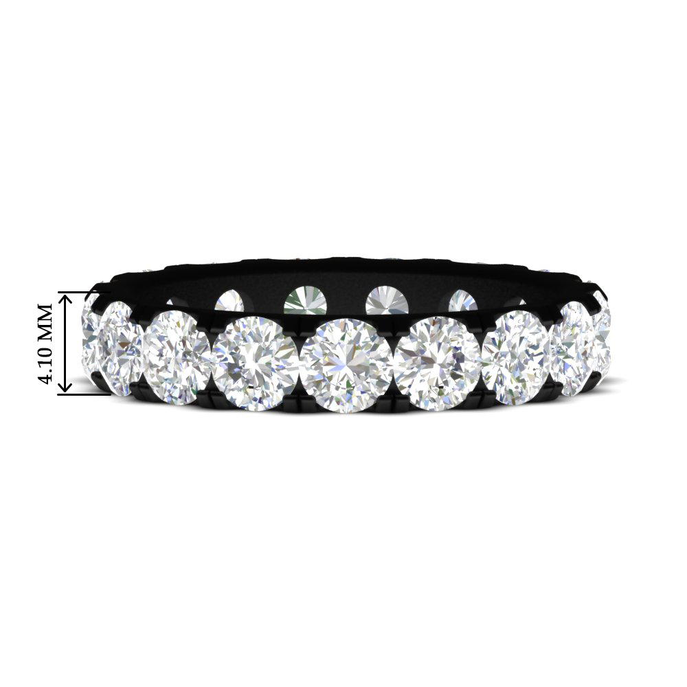 Diamond Double Prong Eternity Black Wedding Band 3 Carat with 14K Black Gold White Diamond