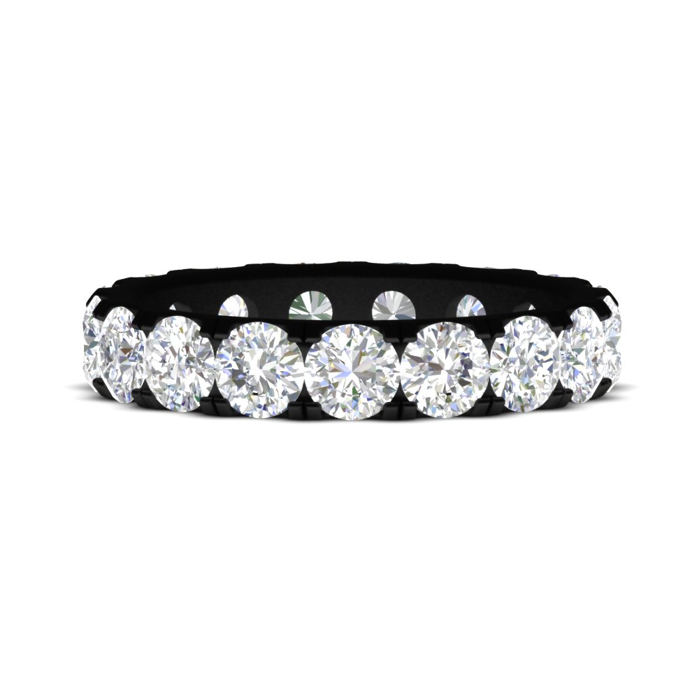 Diamond Double Prong Eternity Black Wedding Band 3 Carat with 14K Black Gold White Diamond