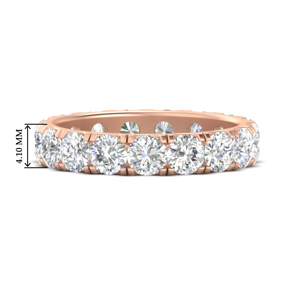 Diamond Double Prong Eternity Wedding Band 3 Carat with 14K Rose Gold White Diamond