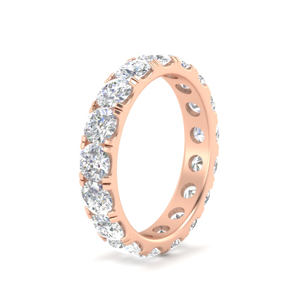 Diamond Double Prong Eternity Wedding Band 3 Carat with 14K Rose Gold White Diamond
