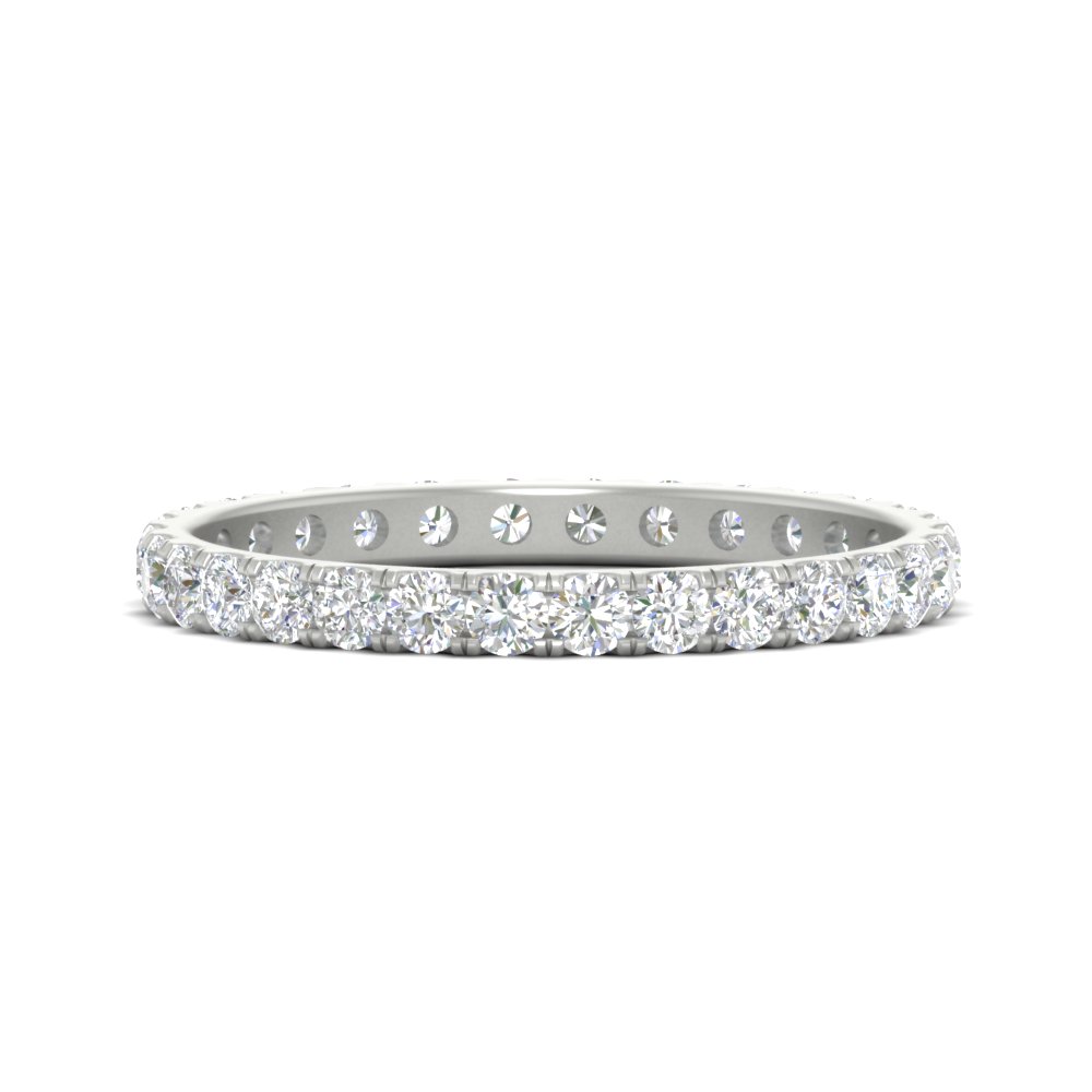 Round Diamond Eternity Mothers Band with White Diamond in 14K White Gold