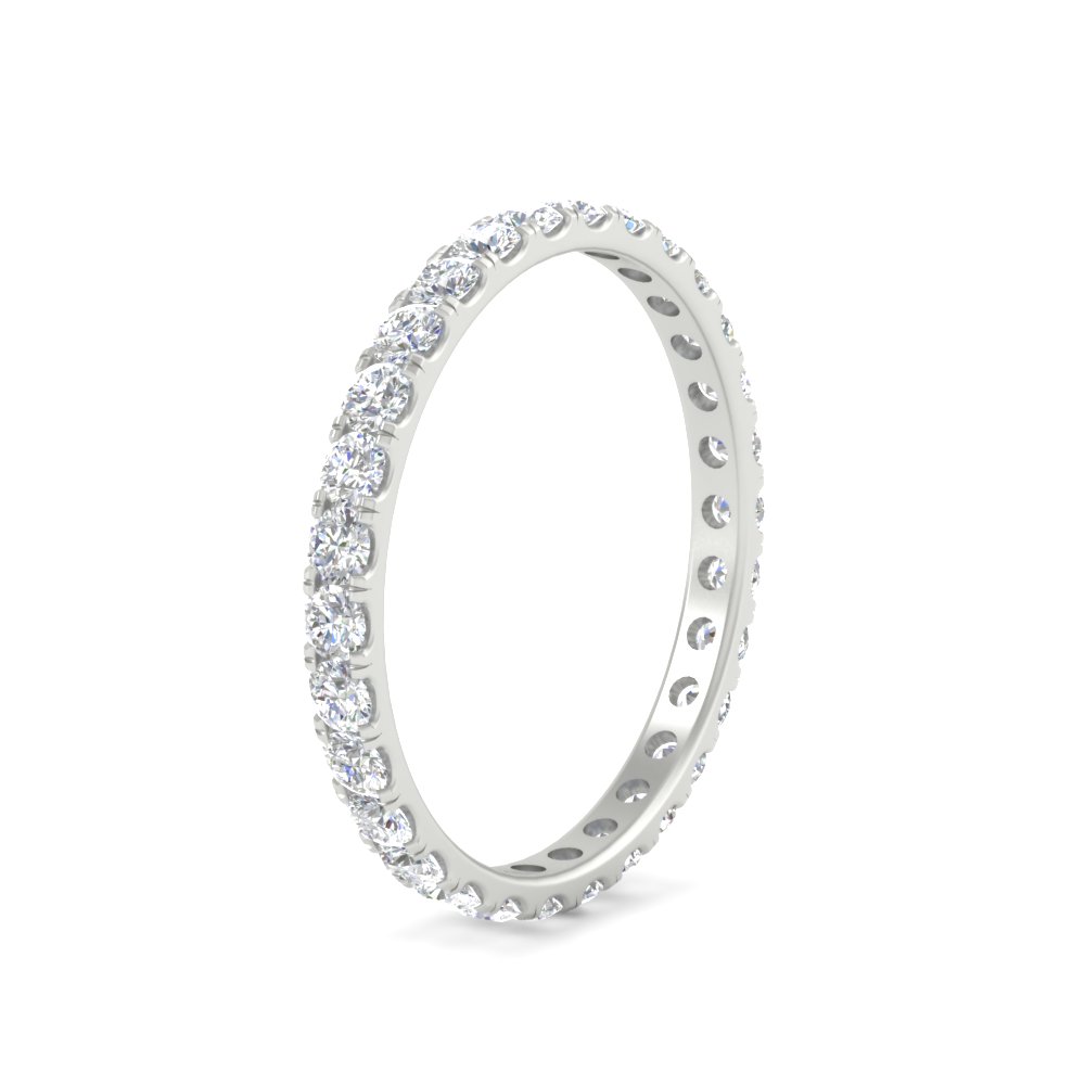 Round Diamond Eternity Mothers Band with White Diamond in 14K White Gold