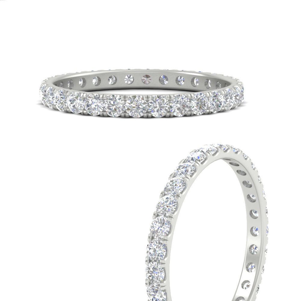 Round Diamond Eternity Mothers Band with White Diamond in 14K White Gold