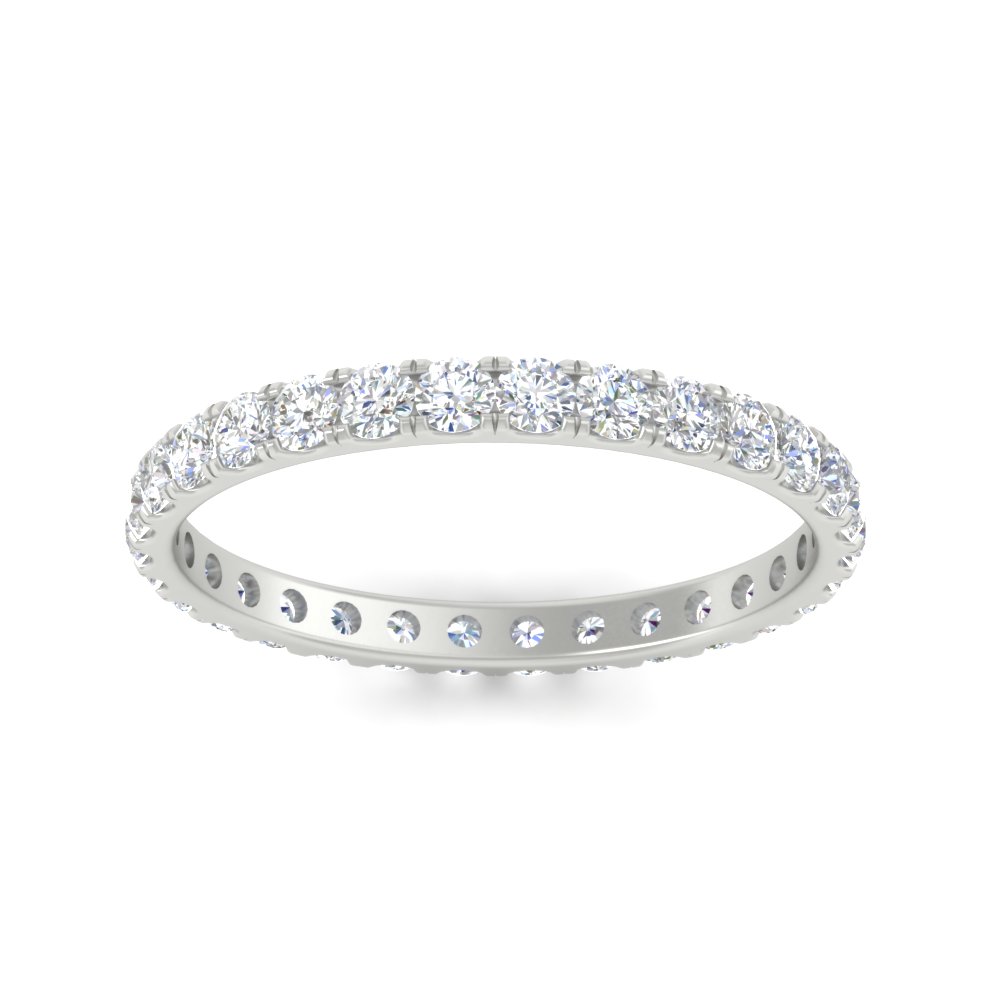 Round Diamond Eternity Mothers Band with White Diamond in 14K White Gold