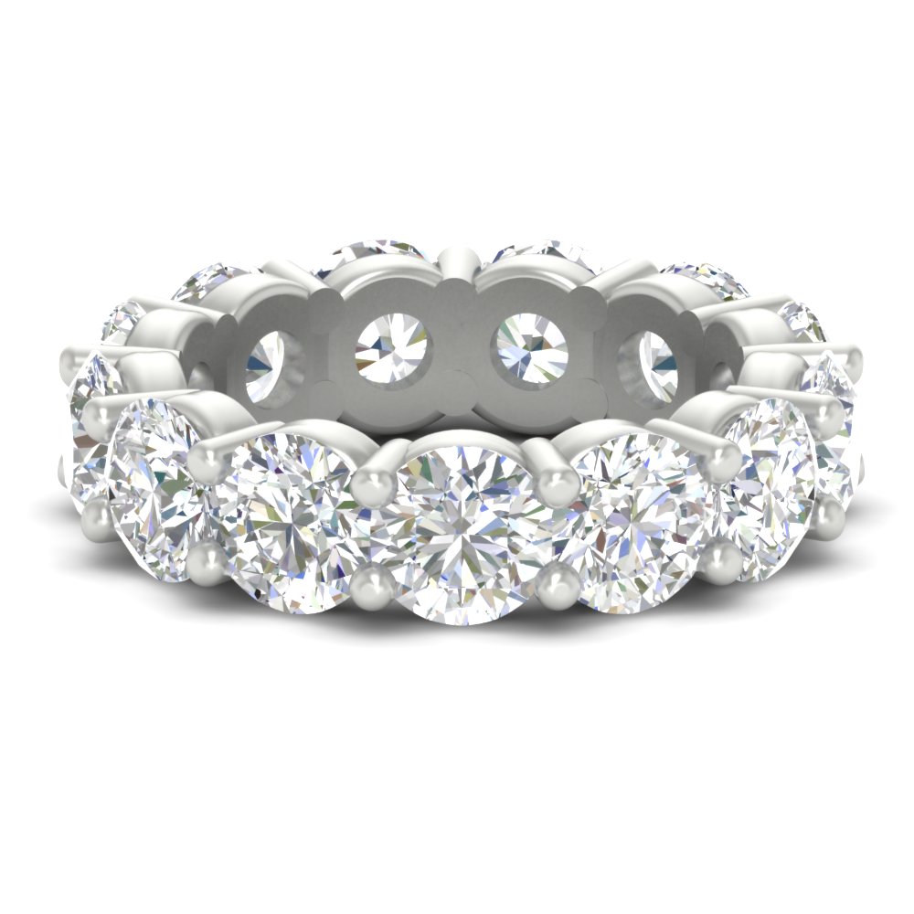 10 Carat Classic Round Diamond Eternity Band with 14K White Gold White Diamond