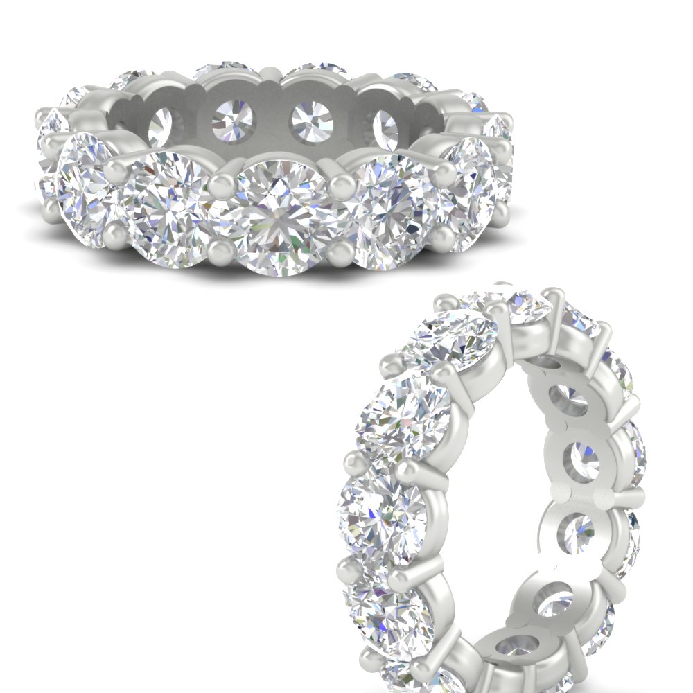 10 Carat Classic Round Diamond Eternity Band with 14K White Gold White Diamond
