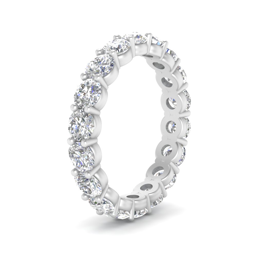3 Carat Diamond Shared Prong Eternity Band with 14K White Gold White Diamond