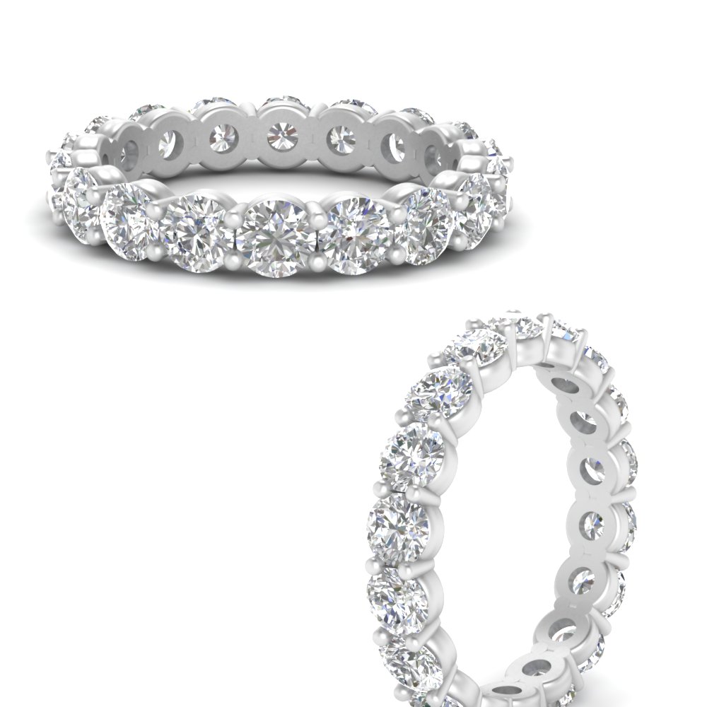 3 Carat Diamond Shared Prong Eternity Band with 14K White Gold White Diamond
