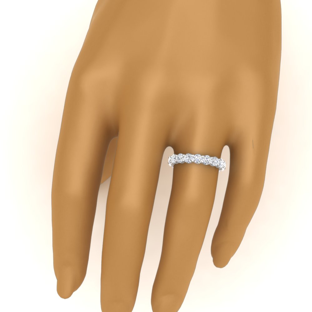 3 Carat Diamond Shared Prong Eternity Band with 14K White Gold White Diamond