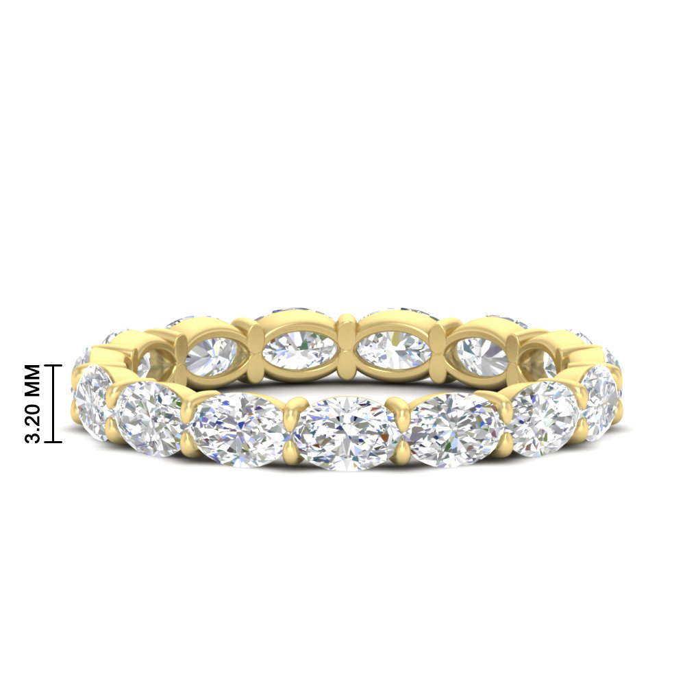 3 Carat Oval Diamond Eternity Ring with 14K Yellow Gold White Diamond