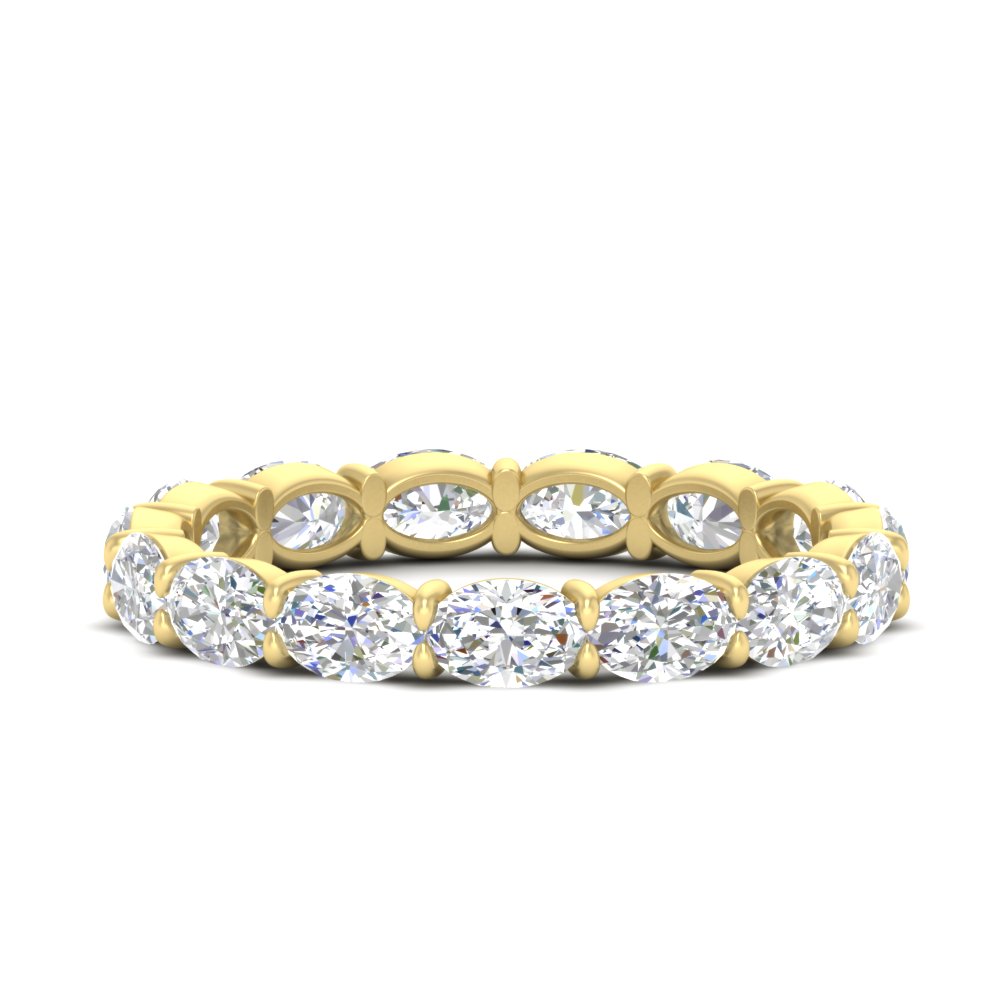 3 Carat Oval Diamond Eternity Ring with 14K Yellow Gold White Diamond