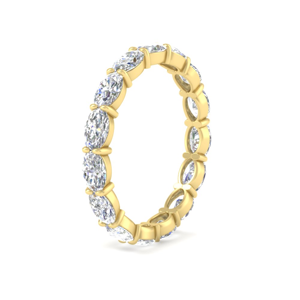 3 Carat Oval Diamond Eternity Ring with 14K Yellow Gold White Diamond