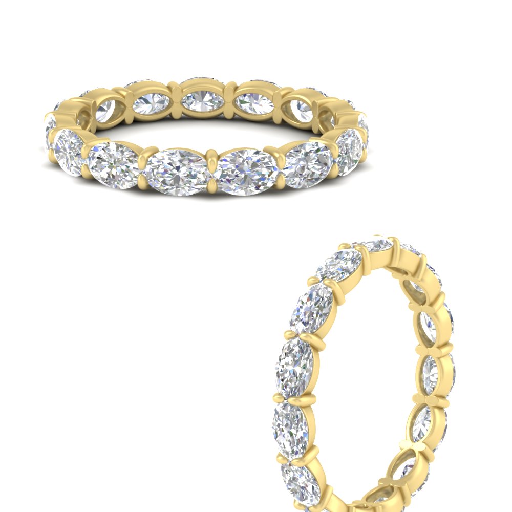 3 Carat Oval Diamond Eternity Ring with 14K Yellow Gold White Diamond
