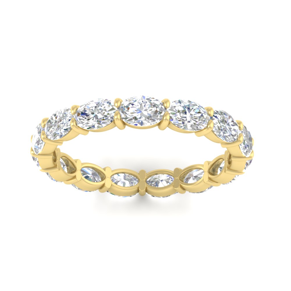 3 Carat Oval Diamond Eternity Ring with 14K Yellow Gold White Diamond