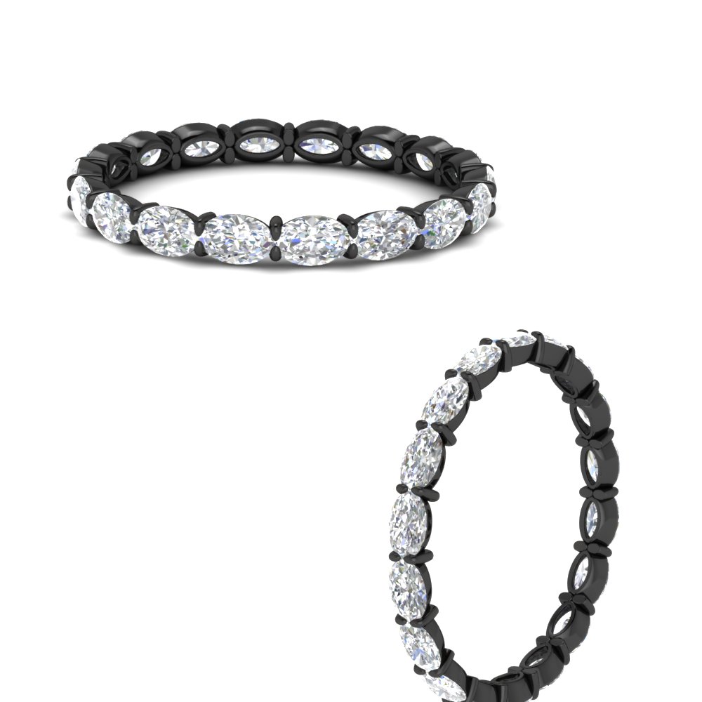 sideways oval shape 2 carat eternity diamond wedding ring in black gold FDEWB8425OVANGLE3 2.00CT NL BG