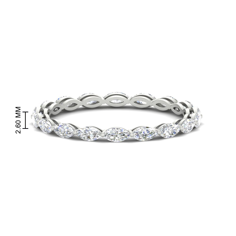2 Carat Stackable Marquise Diamond Band with 14K White Gold White Diamond
