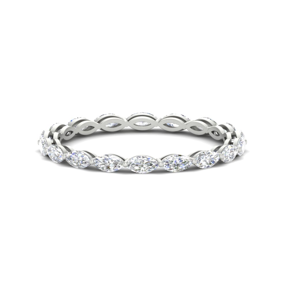 2 Carat Stackable Marquise Diamond Band with 14K White Gold White Diamond