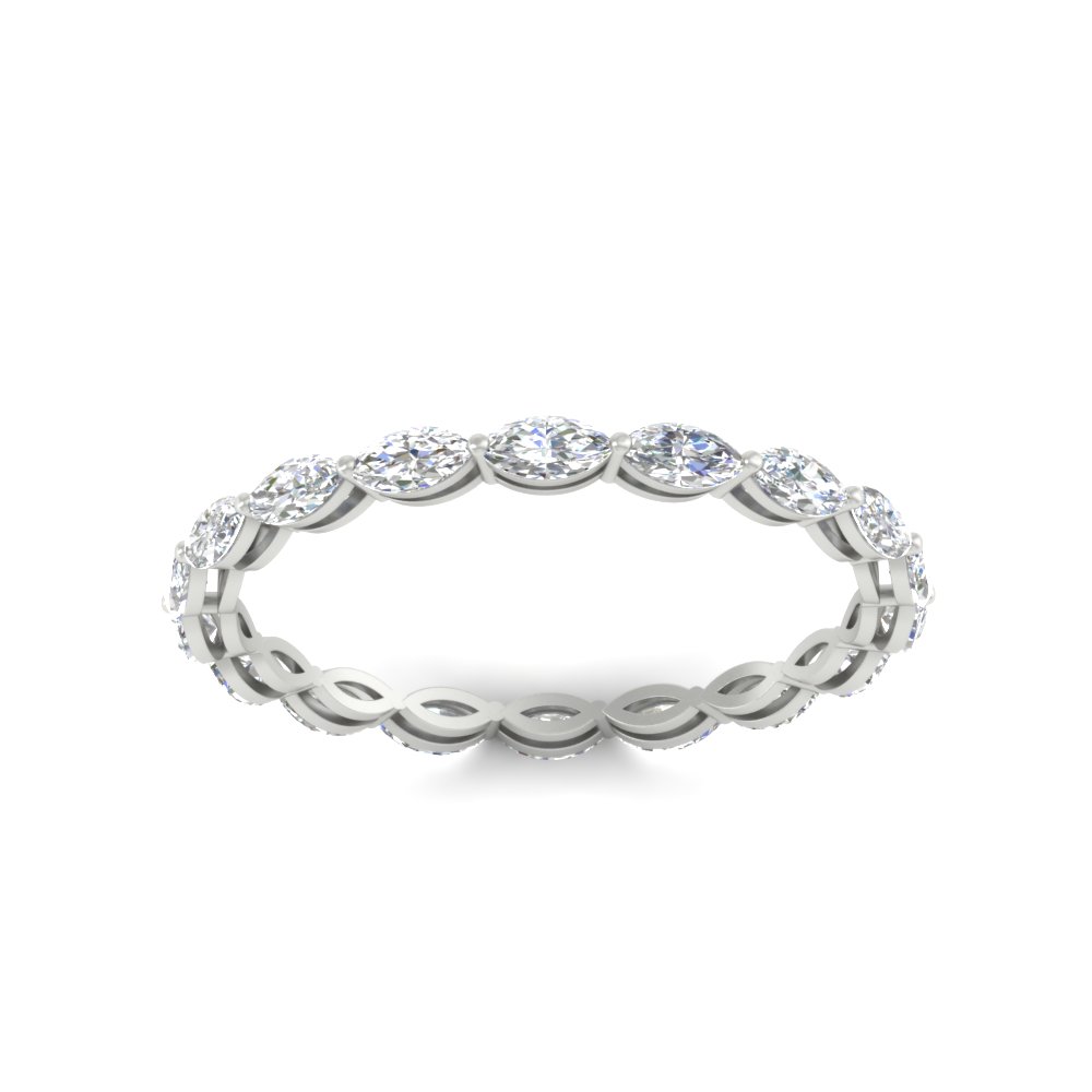 2 Carat Stackable Marquise Diamond Band with 14K White Gold White Diamond