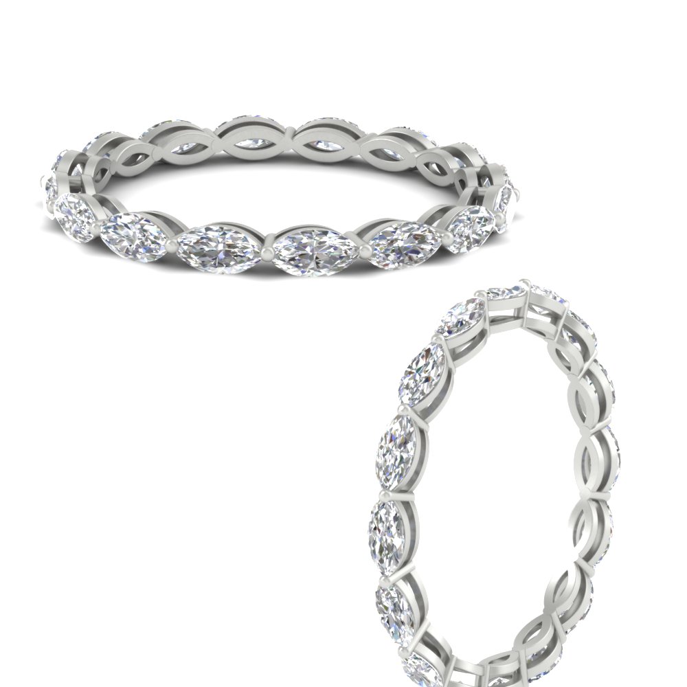 5 Carat Anniversary East West Diamond Ring with 14K White Gold White Diamond