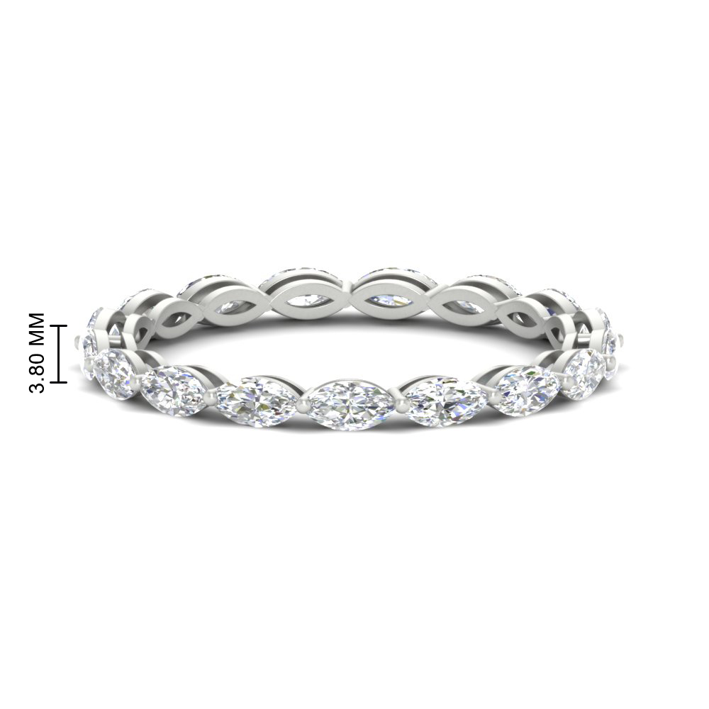 Marquise Eternity East West 4 Carat Diamond Band with 14K White Gold White Diamond