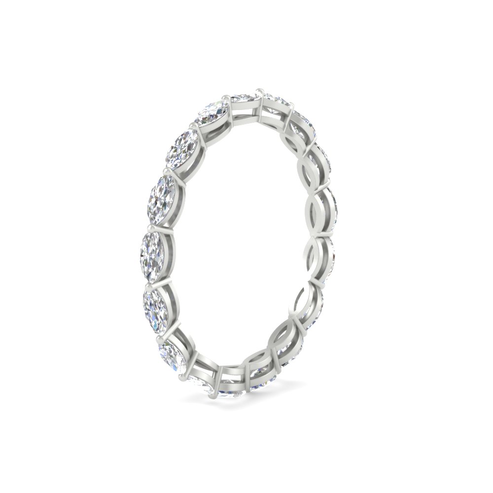 Marquise Eternity East West 4 Carat Diamond Band with 14K White Gold White Diamond