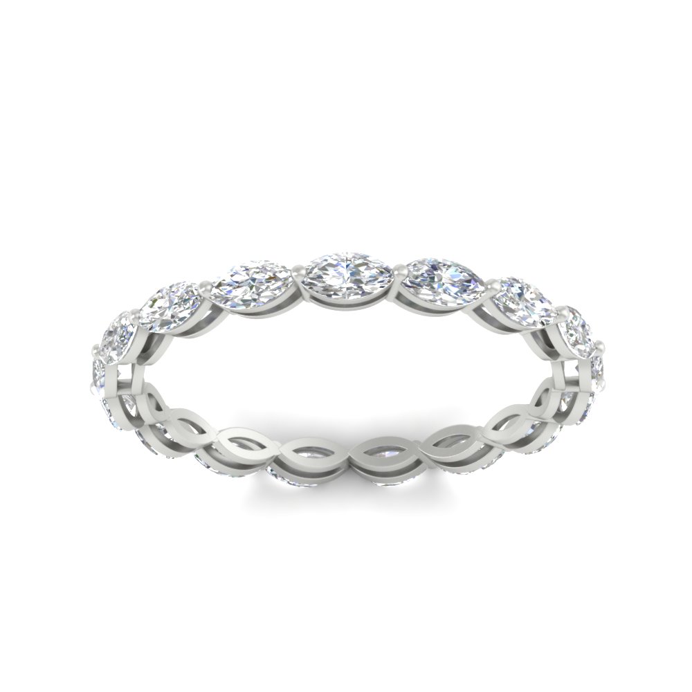 Marquise Eternity East West 4 Carat Diamond Band with 14K White Gold White Diamond