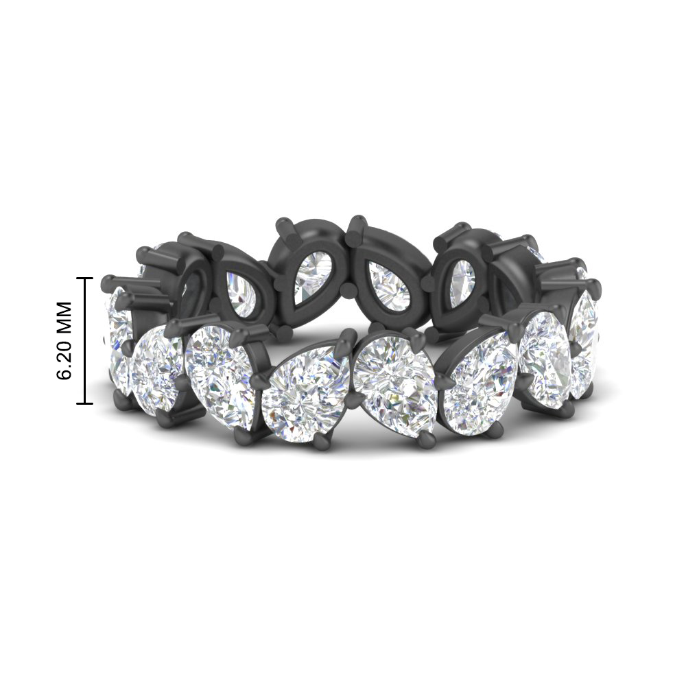 6 Carat Pear Shape Full Black Eternity Band with 14K Black Gold White Diamond