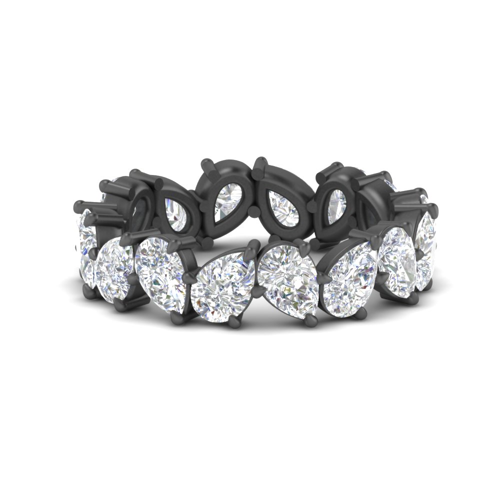 6 Carat Pear Shape Full Black Eternity Band with 14K Black Gold White Diamond