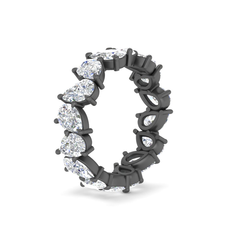 6 Carat Pear Shape Full Black Eternity Band with 14K Black Gold White Diamond