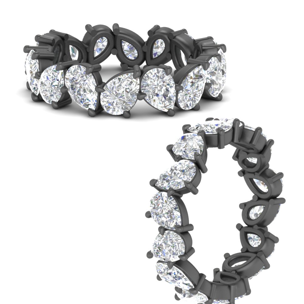 6 Carat Pear Shape Full Black Eternity Band with 14K Black Gold White Diamond
