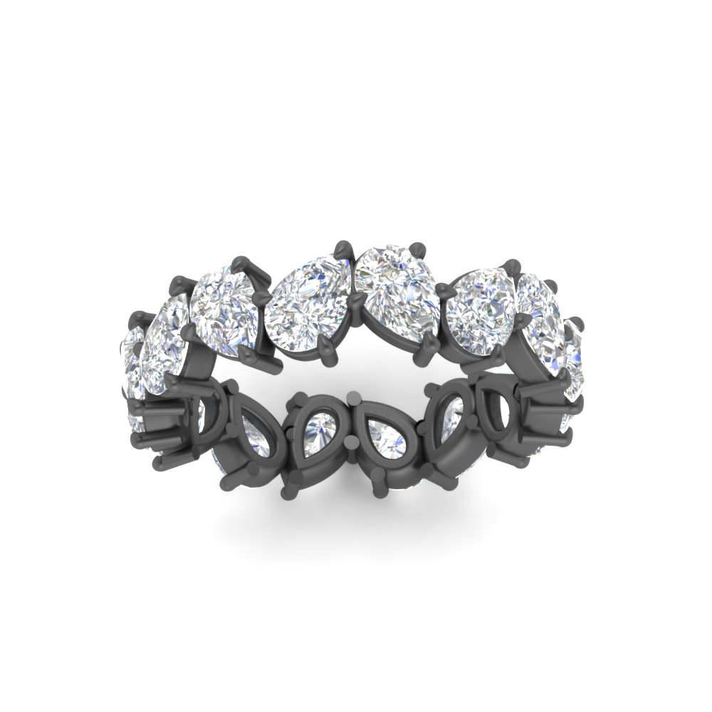 6 Carat Pear Shape Full Black Eternity Band with 14K Black Gold White Diamond