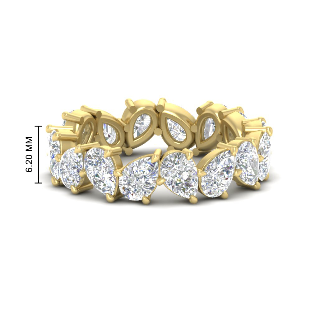 6 Carat Pear Shape Full Eternity Wedding Band with 14K Yellow Gold White Diamond