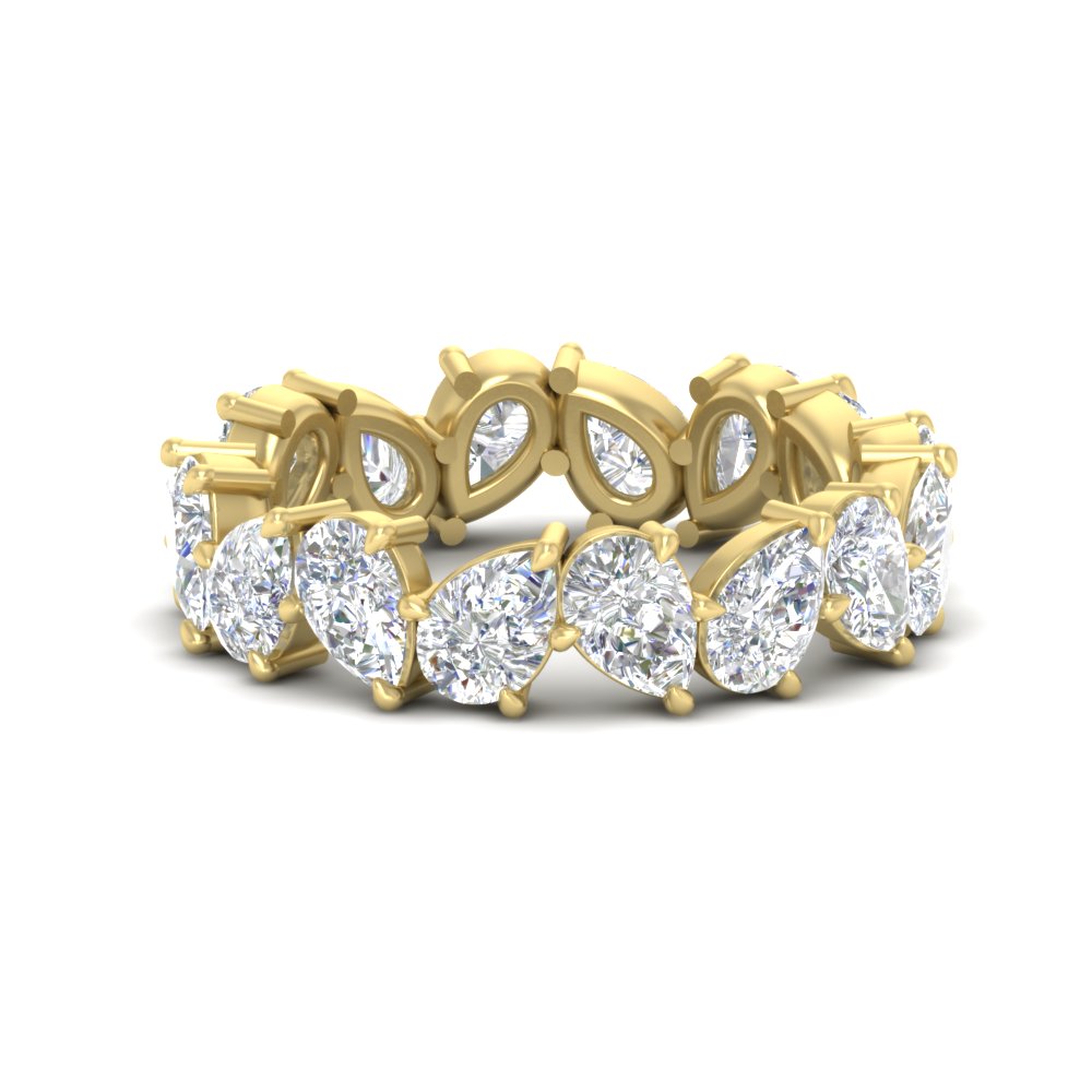 6 Carat Pear Shape Full Eternity Wedding Band with 14K Yellow Gold White Diamond