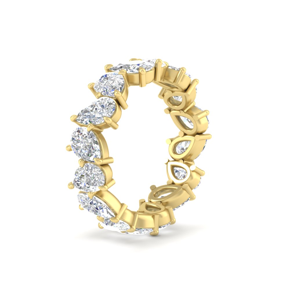 6 Carat Pear Shape Full Eternity Wedding Band with 14K Yellow Gold White Diamond