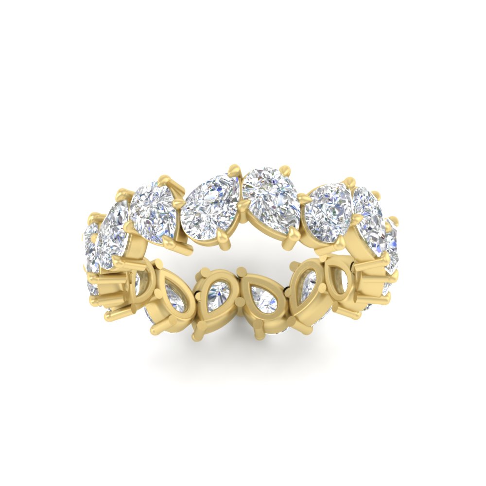 6 Carat Pear Shape Full Eternity Wedding Band with 14K Yellow Gold White Diamond