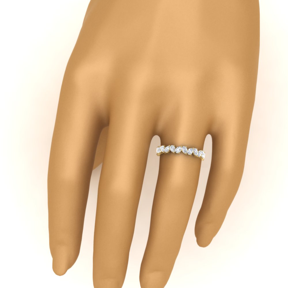 Pear Shape 2 Carat Angled Eternity Diamond Band with 14K Yellow Gold White Diamond
