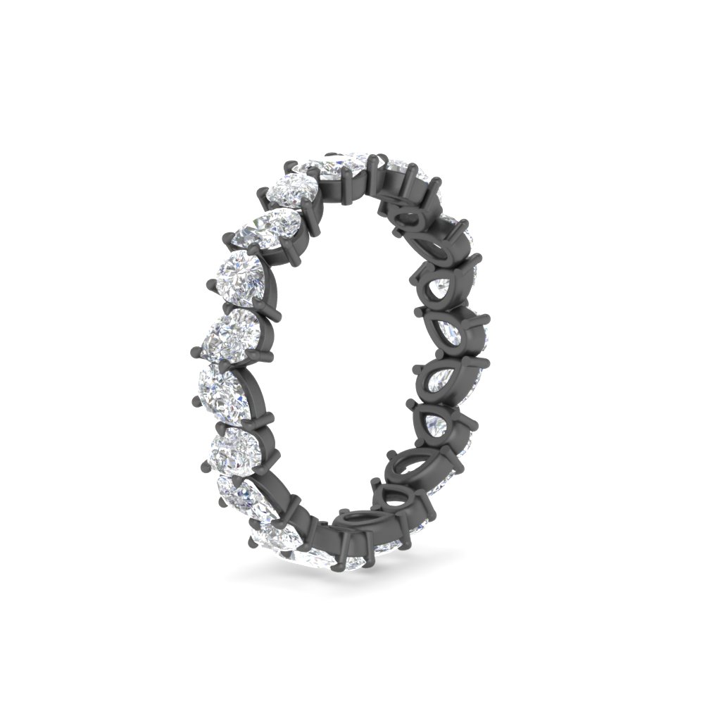 Pear Shape Slant 3 Carat Eternity Black Wedding Band with 14K Black Gold White Diamond