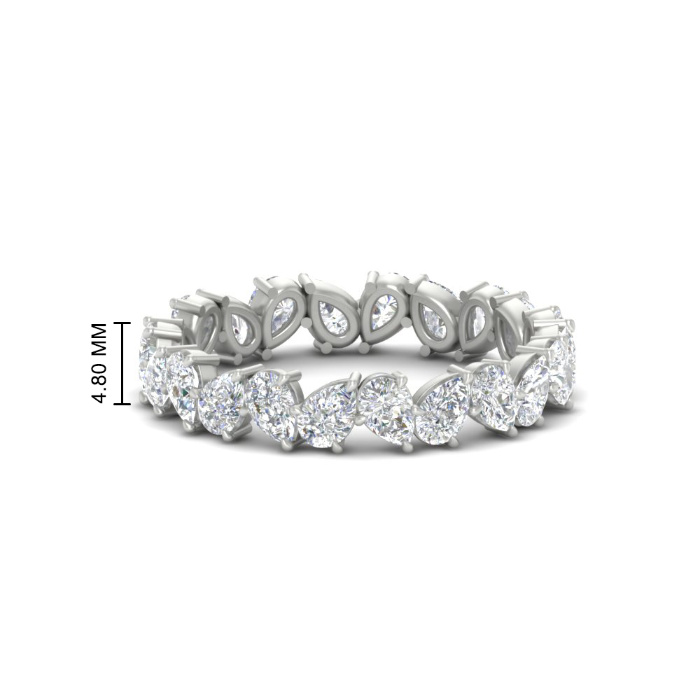 Pear Shape Slant 3 Carat Eternity Wedding Band with 14K White Gold White Diamond