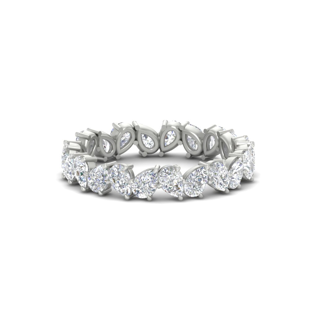 Pear Shape Slant 3 Carat Eternity Wedding Band with 14K White Gold White Diamond