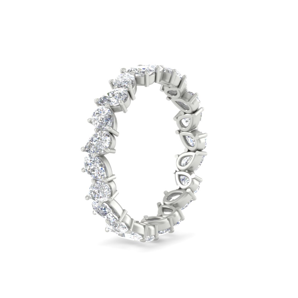 Pear Shape Slant 3 Carat Eternity Wedding Band with 14K White Gold White Diamond