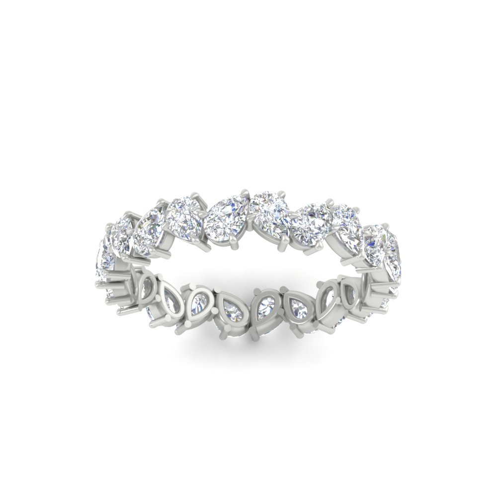 Pear Shape Slant 3 Carat Eternity Wedding Band with 14K White Gold White Diamond
