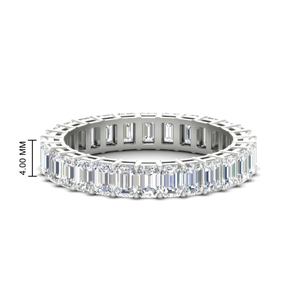 4 Carat Eternity Emerald Cut Diamond Ring with 14K White Gold White Diamond