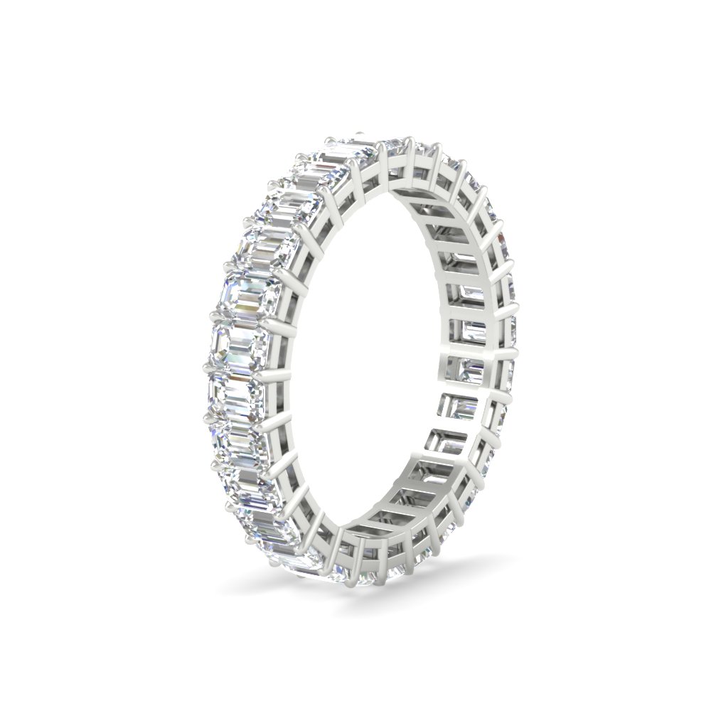 4 Carat Eternity Emerald Cut Diamond Ring with 14K White Gold White Diamond