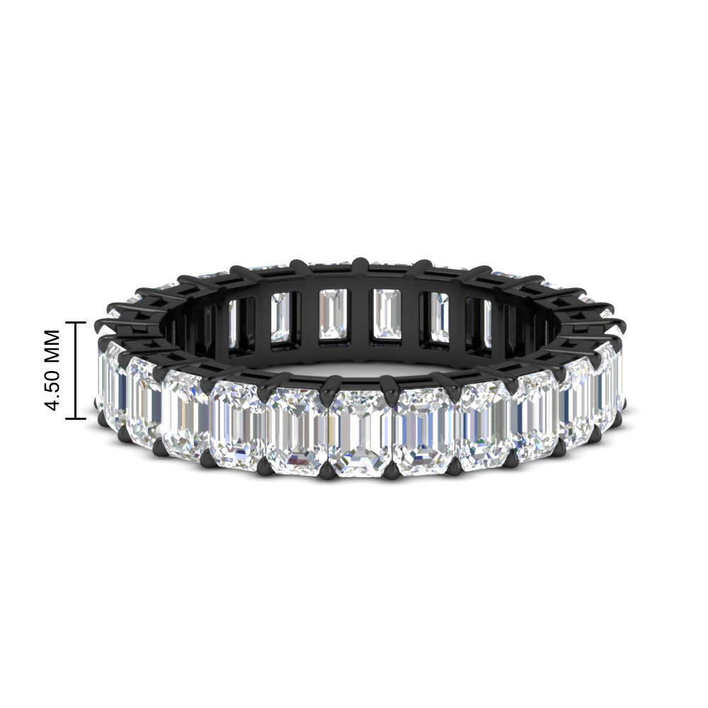 5 Carat Emerald Cut Diamond Anniversary Black Ring with 14K Black Gold White Diamond