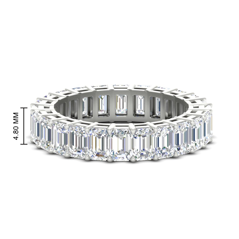 Diamond Ring 6 Carat Eternity Emerald Cut Band with 14K White Gold White Diamond