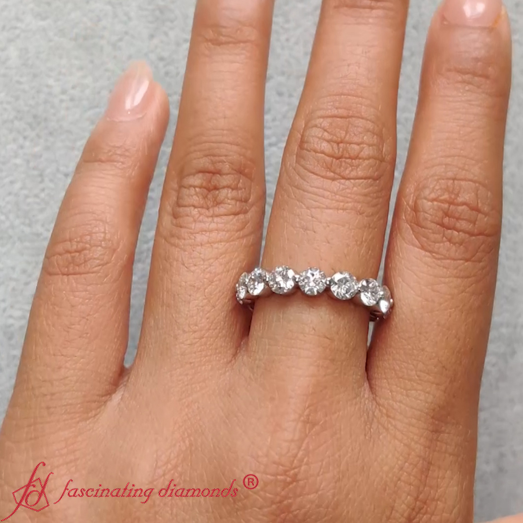 Wedding Eternity Ring Single Prong Diamond 4 Carat with 950 Platinum White Diamond